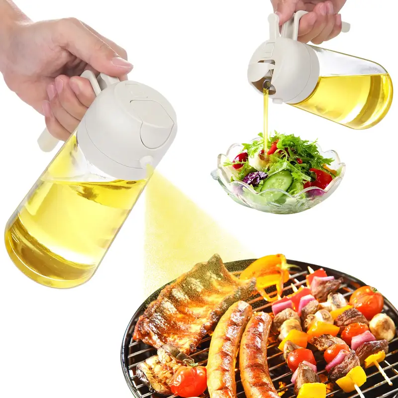 16oz Glass Kitchen Oil Dispenser - Multi-Use Sprayer & Pourer for Cooking, Air Frying, Baking, Salads, and BBQ Essentials