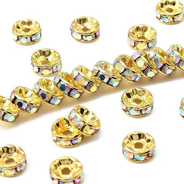 Brass Rhinestone Spacer Beads