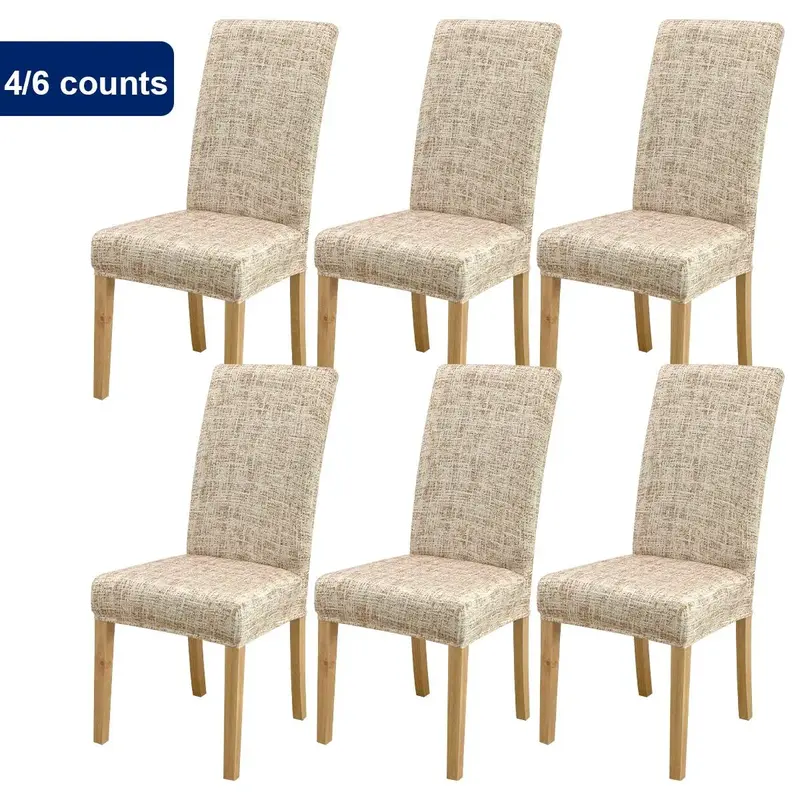 Chair Cover, 4/6 Counts Removable Washable Chair Slipcover, Dustproof Chair Protector for Home Living Room Hotel Dining Room