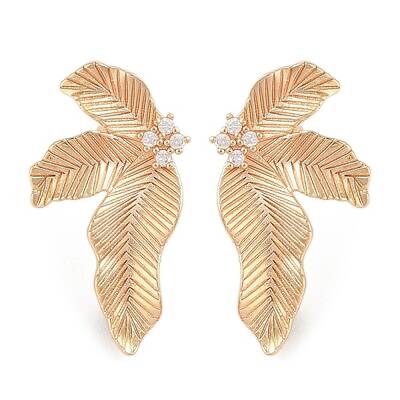 Brass Pave Clear Cubic Zirconia Stud Earring Findings