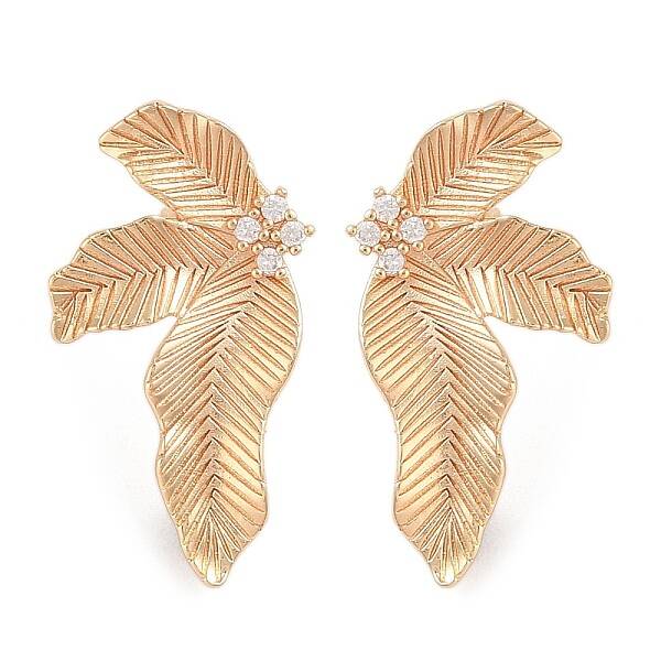 Brass Pave Clear Cubic Zirconia Stud Earring Findings