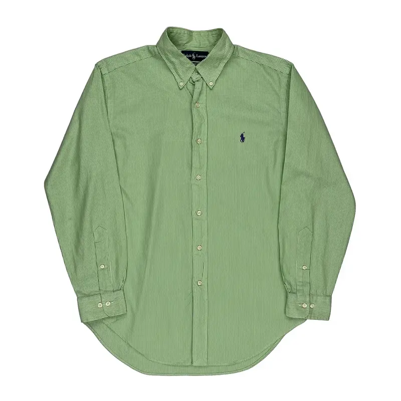 Ralph Lauren Striped Shirt - Medium Green Cotton | Size: medium