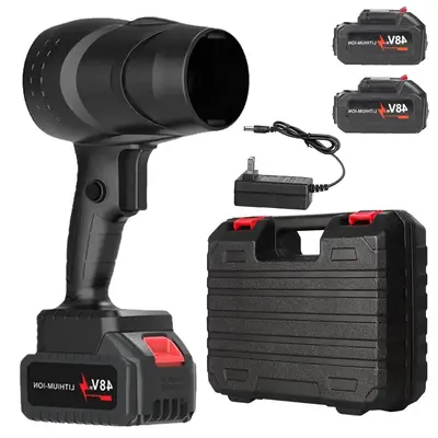Turbo Jet Blower Two Batteries Cordless Power Air Duster Handheld Powerful Dryer for Car Dust Removal and Snow Removal Includ...
