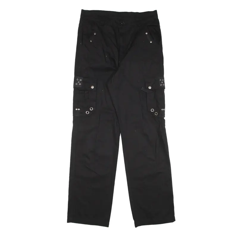 ICE POINT Cargo Y2K Trousers Black Regular Straight Womens W31 L32