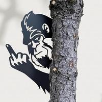Peek a Boo Flipping Off Metal Sign-Peeping Animal Wall Decor Middle Finger Peeping Sign Metal Sign Suitable for Garden Farm S...