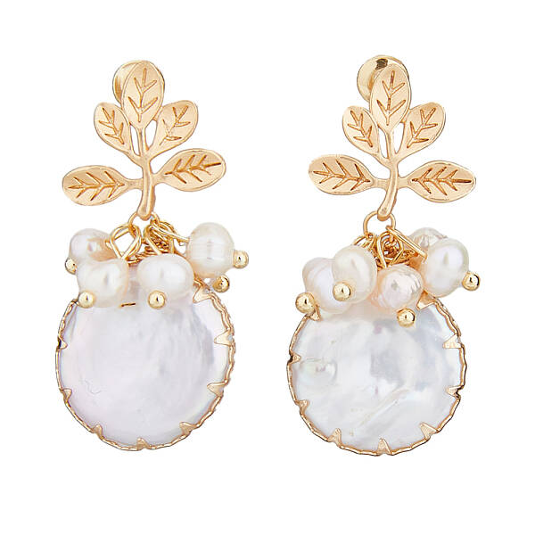 1 Pair Shell Pearl Dangle Stud Earrings
