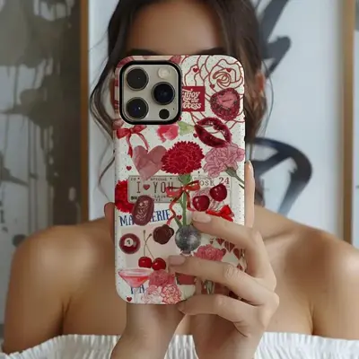 January Birth Flower Collage Pattern Phone Case, Anti-drop Phone Protective Cover, Fashion Phone Accessory Compatible with iP...