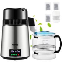 VEVOR 1.1 Gal Water Distiller, 0.3 Gal/H, 750W Distilled Water Maker Machine 0-99H Timing Set Temp Display, 304 Stainless Ste...