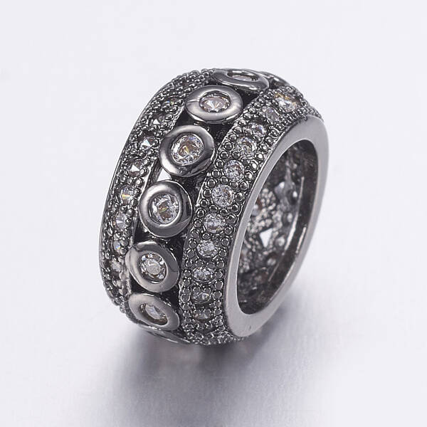 Brass Micro Pave Cubic Zirconia Beads