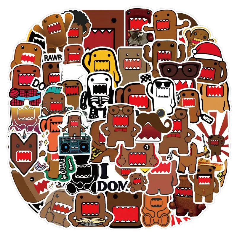 Cute Domo Kun Graffiti Sticker, 50pcs Waterproof DIY Decals, Self Adhesive Sticker for Stationery, Handbags, Suitcases, Note...