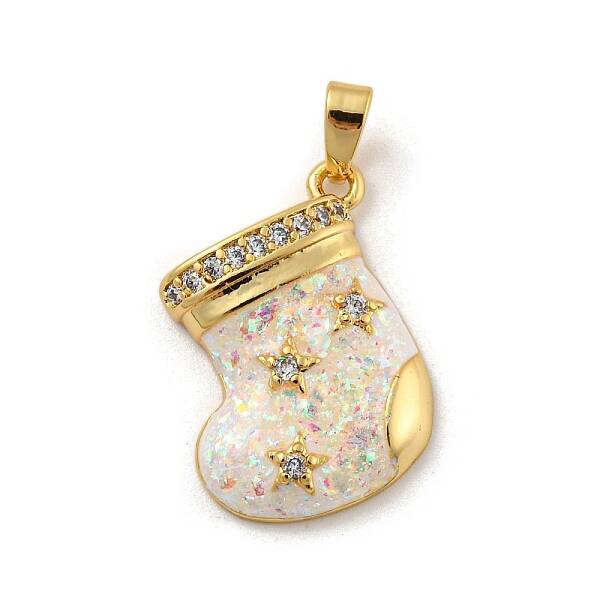 Christmas Brass Micro Pave Cubic Zirconia Pendant