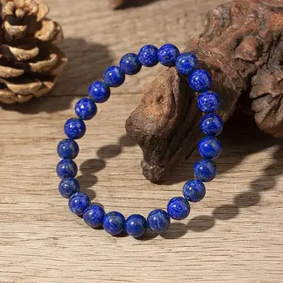 Blue Quality Lapis Lazuli Friendship Bracelet 6/8/10/12mm | Crystal Healing Beaded Bracelets for Kids, Men, Women, Couples | ...