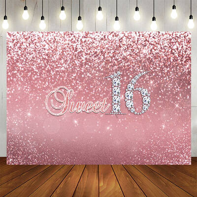 Aperturee Pink Sweet Diamond 16 Birthday Backdrop Girls