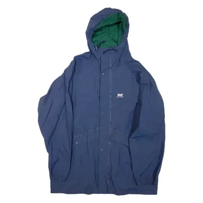 HELLY HANSEN Mens Rain Jacket Blue Nylon Hooded L