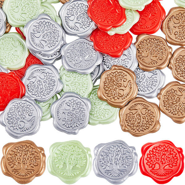 80Pcs 4 Colors Tree of Life Adhesive Wax Seal Stickers