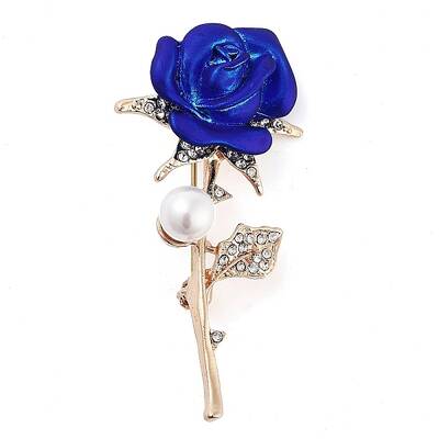 Valentine's Day Rose Zinc Alloy Crystal Rhinestone Brooches
