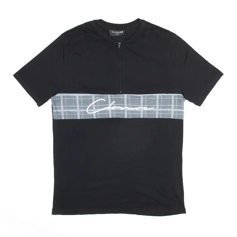 CLOSURE Black 1/2 Zip Short Sleeve T-Shirt Womens L