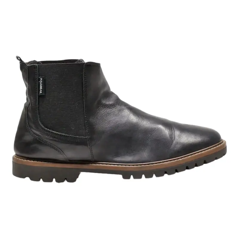 PULL & BEAR Ankle Boots Black Leather Mens UK 9