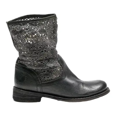 Ankle Boots Grey Leather Womens UK 4