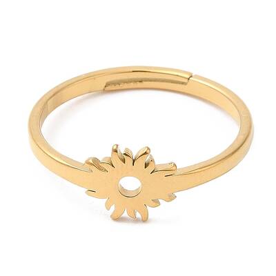 Ion Plating(IP) 304 Stainless Steel Flower Adjustable Ring for Women