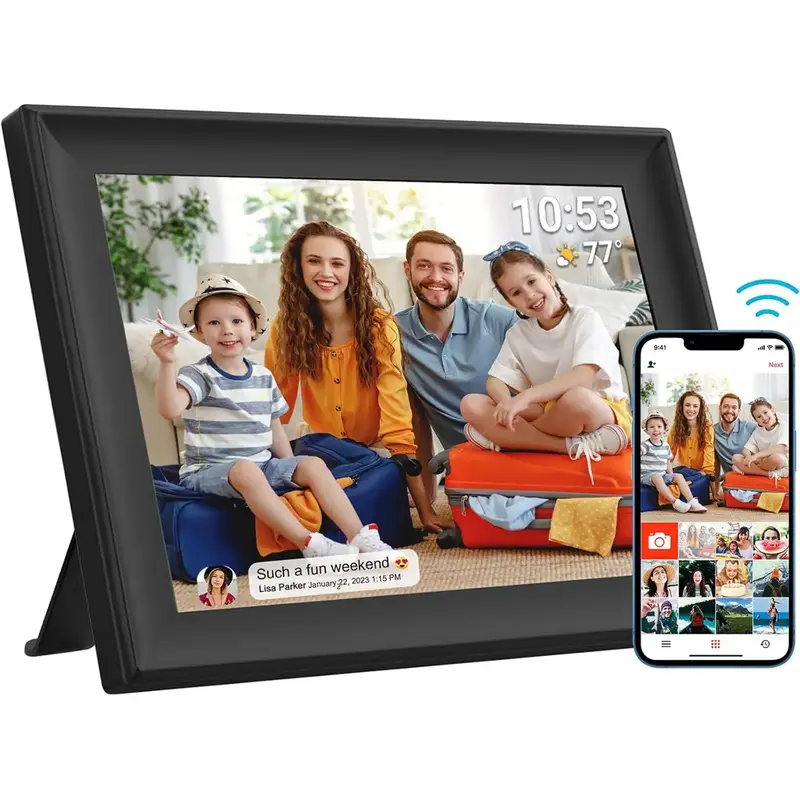 Digital Photo Frame Decor, 10.1-Inch WiFi Digital Picture Frame with Touch Screen, 32GB Storage Wall Mounted USB/SD Card Auto...