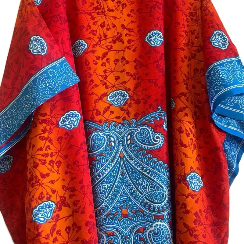 Plus Size Kaftan Dress for Women - Casual Dress with Floral and Blue Patterns, Ideal for Home, Beach Vacation, and Casual Wea...