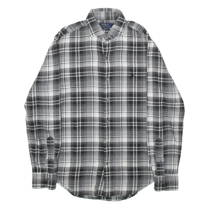 POLO RALPH LAUREN Slim Fit Mens Shirt Black Check Long Sleeve S