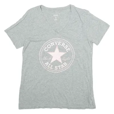 CONVERSE Classic Fit Womens T-Shirt Grey V-Neck M