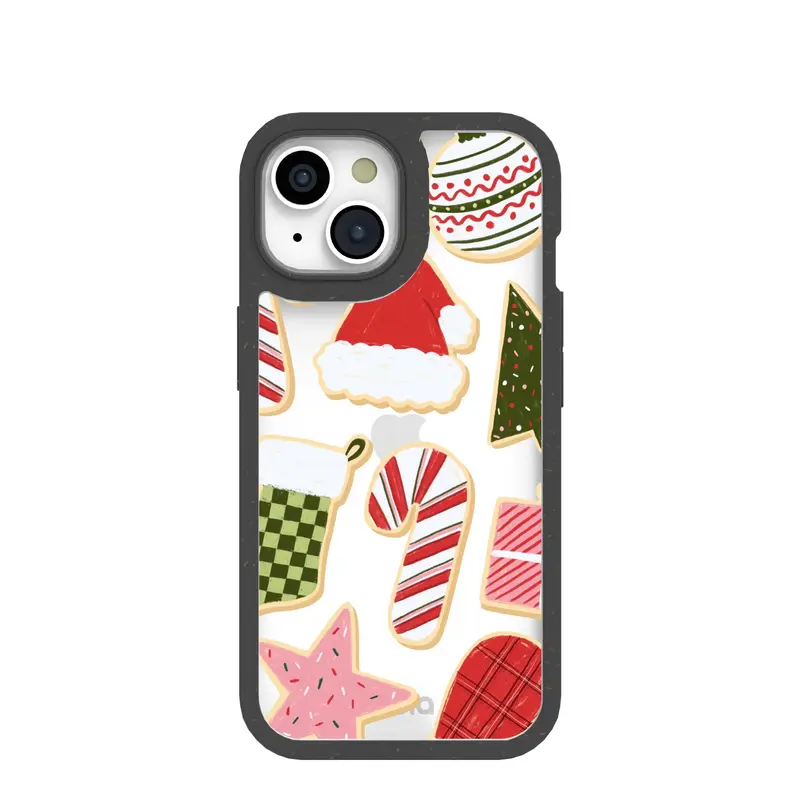 Clear Festive Cookies iPhone 15 Case With Black Ridge