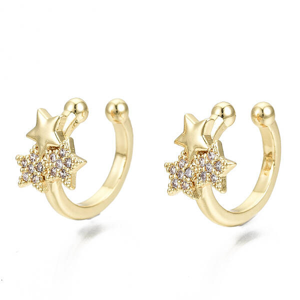 Brass Micro Pave Clear Cubic Zirconia Cuff Earrings