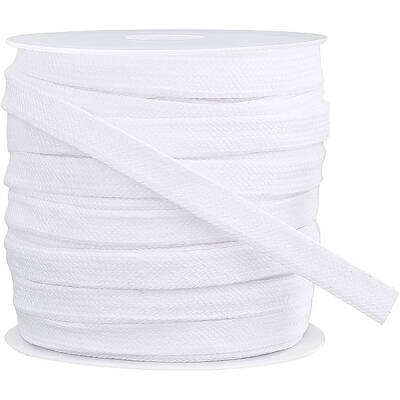 BENECREAT 25m White Flat Drawstring Cord