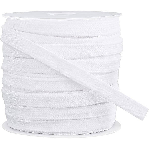 BENECREAT 25m White Flat Drawstring Cord