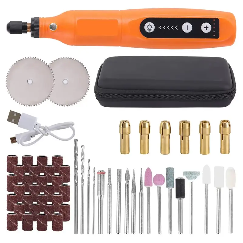 Household Portable Electric Angle Mill Kit, 58pcs USB Rechargeable Handheld Angle Mill Set, Professional Engraving Tool for...