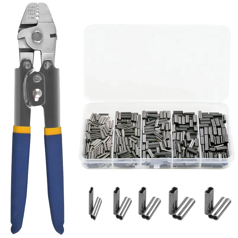 Wire Leader Rope Hand Crimping Pliers Tools Set for Copper and Aluminum Oval Sleeves and Stop Sleeves From 0.1mm to 2.2mm Dad...
