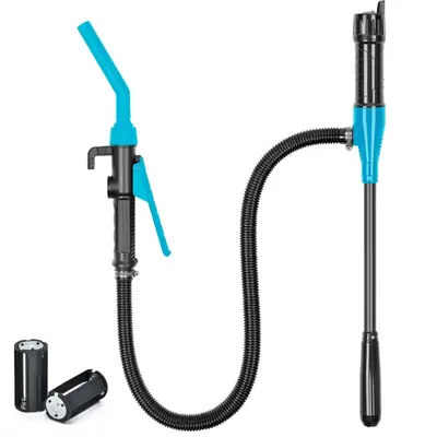 Portable Pump, Water & Fuel Transfer Pump with Nozzle, Battery Required Fuel Pipe Pump with 3 FT Long Hose, Work Equipment ...