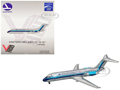 McDonnell Douglas DC-9-14 Commercial Aircraft Eastern Air Lines (N8910E) Silver with Blue Stripes 1/400 Diecast Model Airpl...