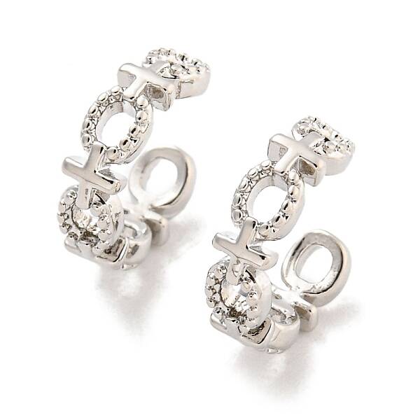 Female Symbol Rack Plating Brass Cuff Earrings for Women Men