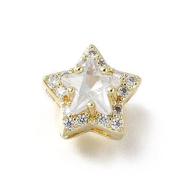 Brass Micro Pave Cubic Zirconia Beads