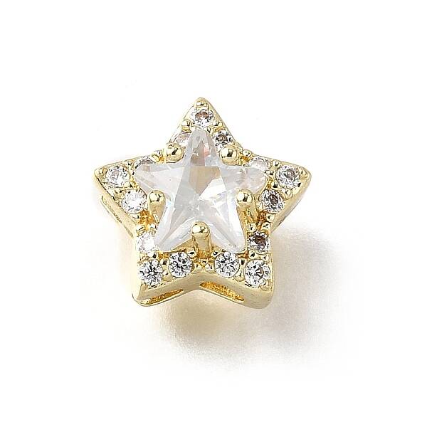 Brass Micro Pave Cubic Zirconia Beads