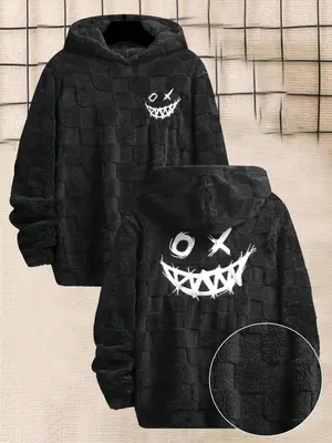 Men's Thermal Lined Graphic Drop Shoulder Hoodie, Fashion Casual Regular Fit Hooded Sweatshirt for Daily Holiday Outdoor Wear...