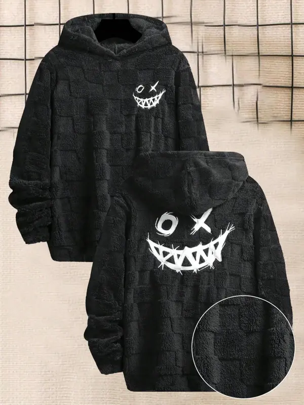 Men's Thermal Lined Graphic Drop Shoulder Hoodie, Fashion Casual Regular Fit Hooded Sweatshirt for Daily Holiday Outdoor Wear...