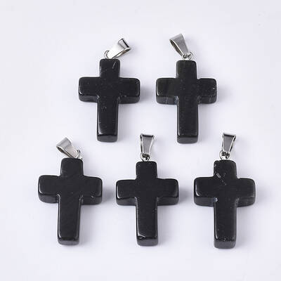 Natural Dyed & Heated Black Agate Pendants
