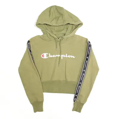 ELLESSE Cropped Khaki Green Pullover Hoodie Womens XS