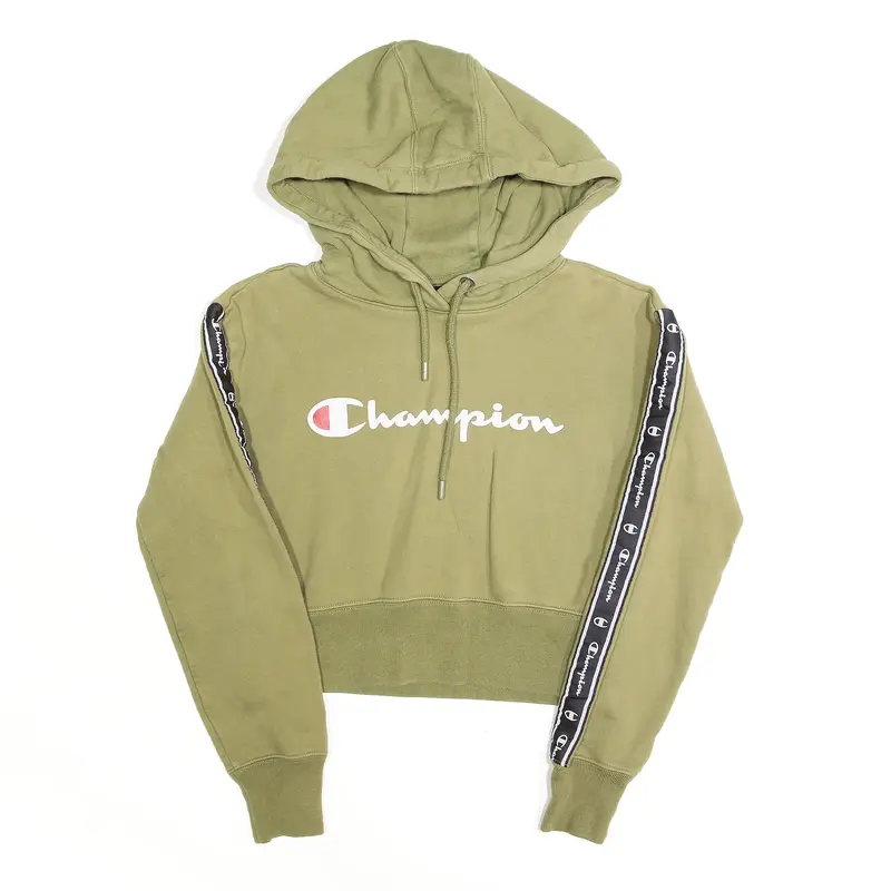 ELLESSE Cropped Khaki Green Pullover Hoodie Womens XS