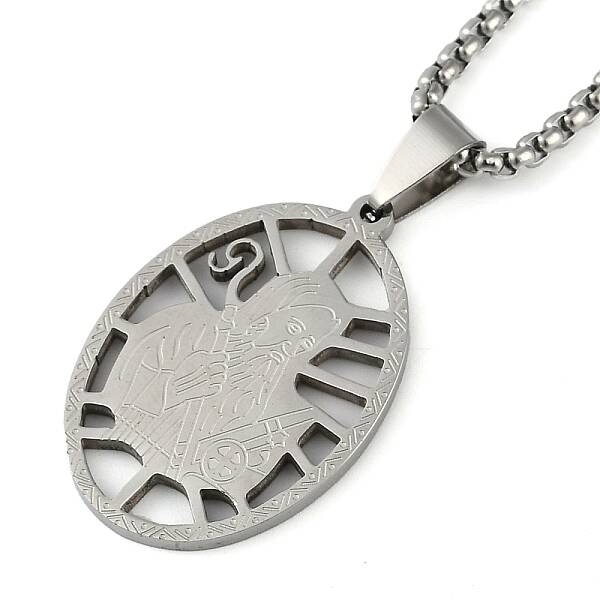 304 Stainless Steel Hollow Catholic Saint Benedict Oval Pendant Box Chain Necklaces
