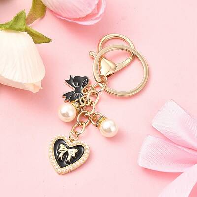 Heart & Bowknot Alloy Enamel Pendant Keychain