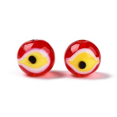 Handmad Evil Eye Round Lampwork Beads
