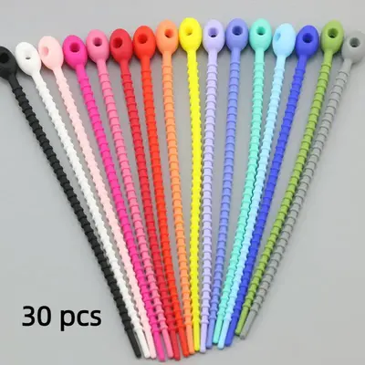 Silicone Cable Organizer Kit, 30pcs/set Reusable Cable Organizer with Zip Tie, Twist, and Clip Functions, Cord Management Sys...