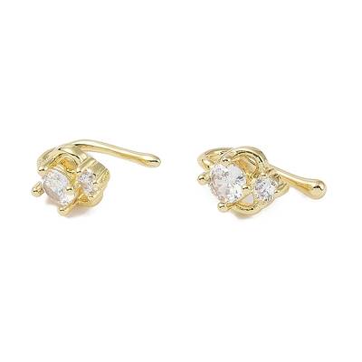 Heart Brass Micro Pave Cubic Zirconia Cuff Earrings for Women