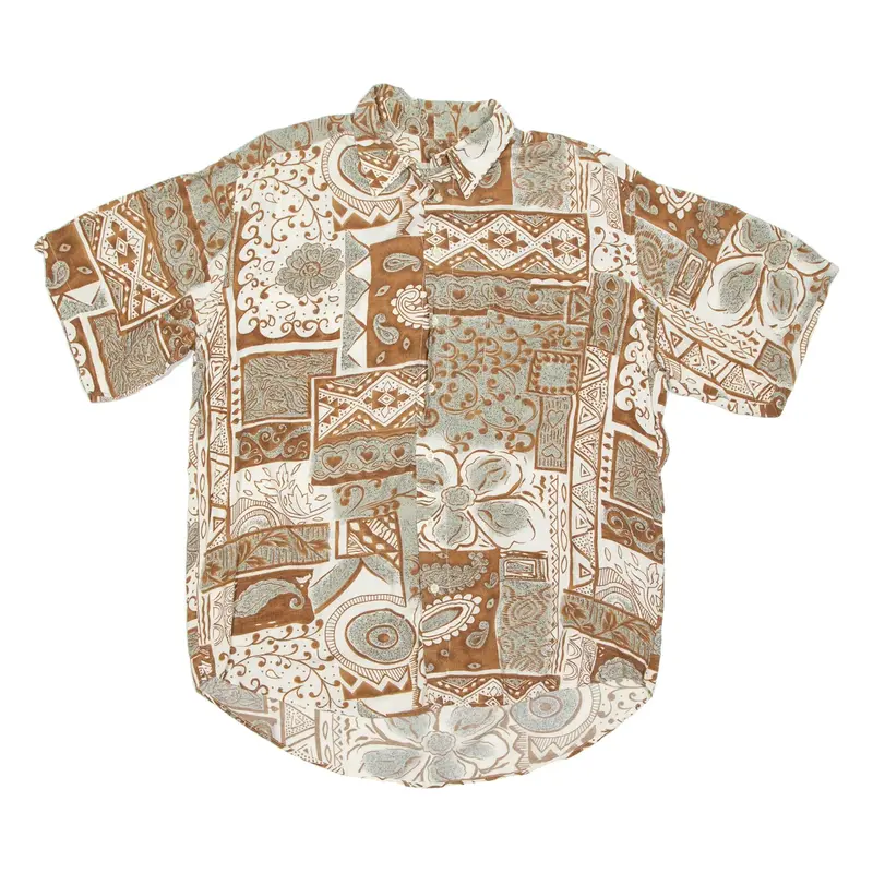 Mens Shirt Brown Crazy Pattern L